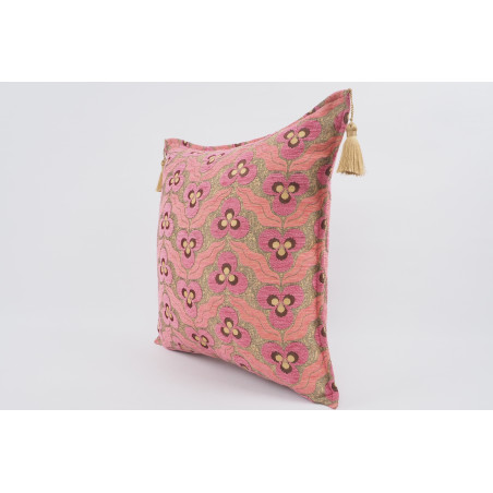 Fabric Pillow, Fabric Pillow 24x24, Pale Pink Tiger Eyes Pattern Turkish Jacquard Fabric Pillow, Decorative Throw Lumbar Pillow