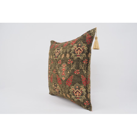 Fabric Pillow,Fabric Pillow 24x24,Moss Green Topkapi Palace Tulip Pattern Turkish Jacquard Fabric Pillow Cover,Throw Pillow Case