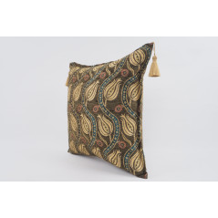 Fabric Pillow,Fabric Pillow 24x24,Moss Green Water Line Tulip Pattern Turkish Jacquard Fabric Pillow, Throw Pillow,Lumbar Pillow