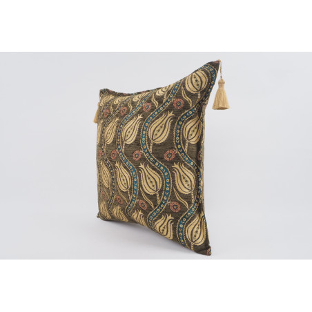 Fabric Pillow,Fabric Pillow 24x24,Moss Green Water Line Tulip Pattern Turkish Jacquard Fabric Pillow, Throw Pillow,Lumbar Pillow