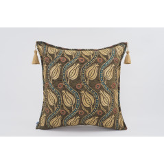 Fabric Pillow,Fabric Pillow 24x24,Moss Green Water Line Tulip Pattern Turkish Jacquard Fabric Pillow, Throw Pillow,Lumbar Pillow
