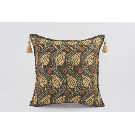 Fabric Pillow,Fabric Pillow 24x24,Moss Green Water Line Tulip Pattern Turkish Jacquard Fabric Pillow, Throw Pillow,Lumbar Pillow