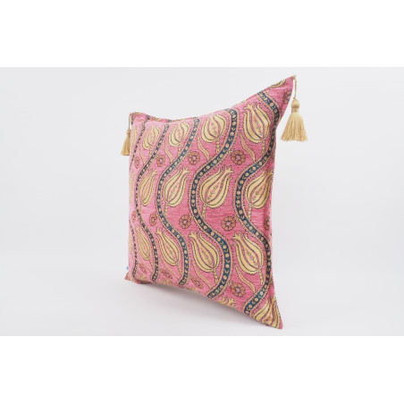 Fabric Pillow,Fabric Pillow 24x24, Pale Pink Water Line Tulip Pattern Turkish Jacquard Fabric Pillow, Throw Pillow,Lumbar Pillow
