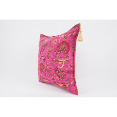 Fabric Pillow,Fabric Pillow 24x24,Mazenda Pink Caucasus Carnation Pattern Turkish Fabric Pillow Case, Decorative Bohemian Pillow
