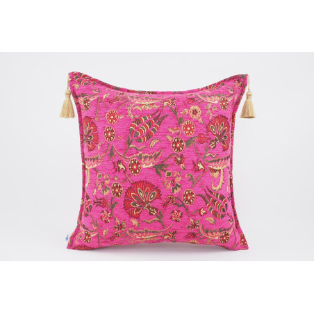 Fabric Pillow,Fabric Pillow 24x24,Mazenda Pink Caucasus Carnation Pattern Turkish Fabric Pillow Case, Decorative Bohemian Pillow