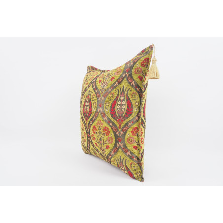 Fabric Pillow, Fabric Pillow 24x24, Pistachio Green Morocco Pattern Turkish Jacquard Fabric Pillow, Decorative  Lumbar Pillow